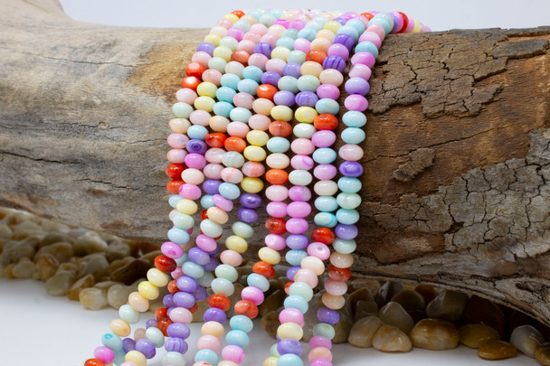 Natural Shell Polished 4x6mm Dyed Summer Mix Rondelle