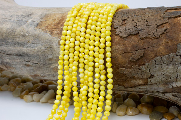 Natural Shell Polished 4mm Dyed Buttercup Round