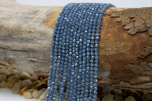 Zircon CZ Crystal AA Grade Polished Denim Blue 3mm Faceted Round