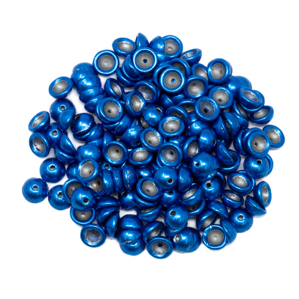 Czech Glass Teacup Beads -- Saturated Metallic Galaxy Blue