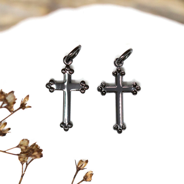 Gunmetal Plated 18x10mm Cross Charm