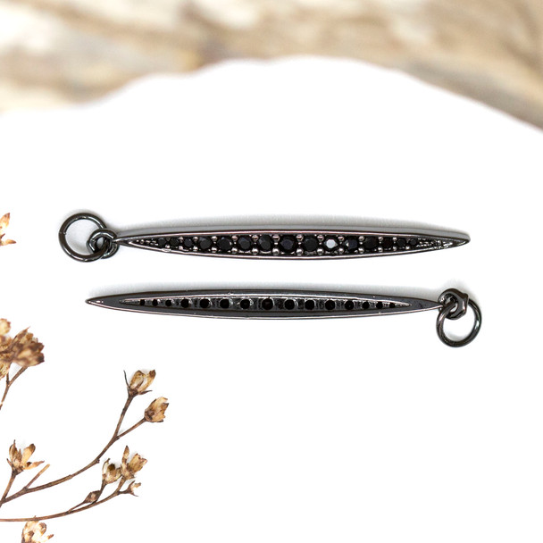 Gunmetal Plated Micro Pave 3x37mm Spike Charm