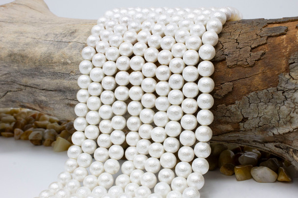 White Pearl Shell 8mm Round Rough