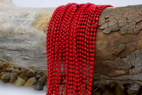Enamel Plated Iron 2mm Red Ball Chain - 26.5" Necklace