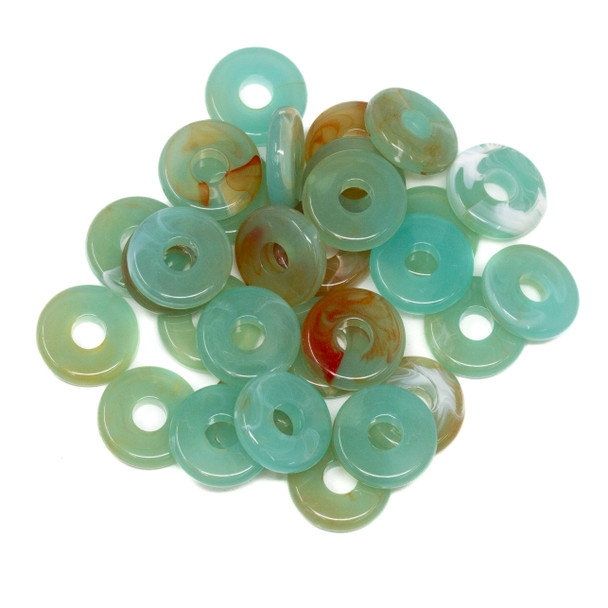 Imitation Gemstone 4x15mm Acrylic Seafoam Copper Disc - 5mm Hole - 30 Beads