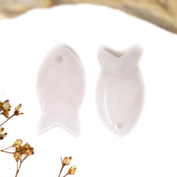 Rose Quartz Polished 24.5x13mm Fish Pendant