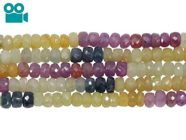 Sri Lanka Sapphire Multi Color Polished 3mm Faceted Rondelle