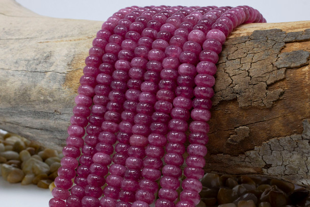 Jade Polished 5x8mm Smooth Rondelle - Dyed Wine Mix