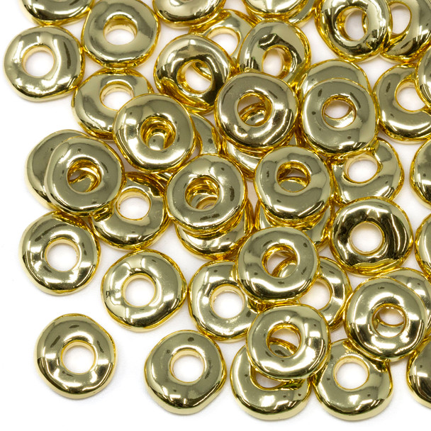 Gold Plated Polished 10.5-11mm Anti Tarnish Nugget Spacer - 4mm Hole