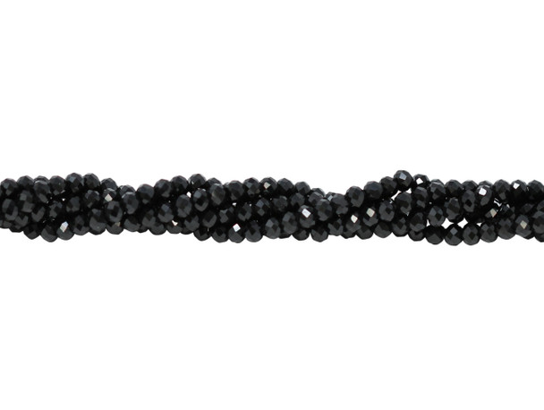 Black Spinel Polished 4mm Faceted Rondelle