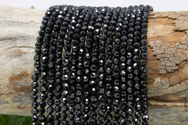 Black Spinel Polished 4mm Faceted Round