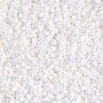 Delicas Size 11 Miyuki Seed Beads -- 202 White Pearl AB