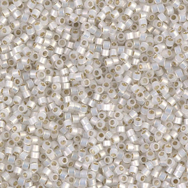 Delicas Size 11 Miyuki Seed Beads -- 221 White Opal / Gilt Lined