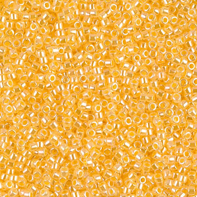 Delicas Size 11 Miyuki Seed Beads -- 233 Crystal Luster / Yellow Lined 
