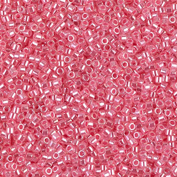 Delicas Size 11 Miyuki Seed Beads -- 236 Crystal Luster / Rose Lined 