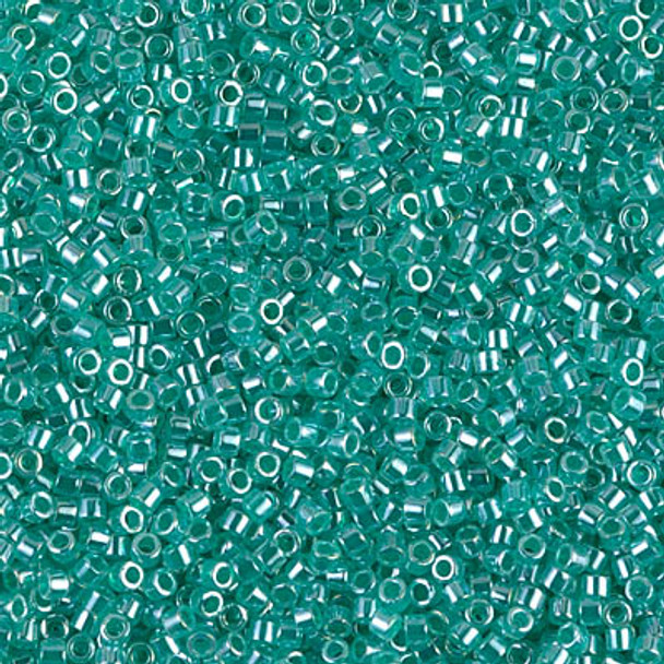 Delicas Size 11 Miyuki Seed Beads -- 238 Crystal Luster / Green Aqua Lined 