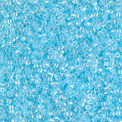 Delicas Size 11 Miyuki Seed Beads -- 239 Crystal Luster / Light Aquamarine Lined 