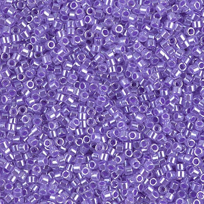 Delicas Size 11 Miyuki Seed Beads -- 248 Crystal Luster / Purple Lined