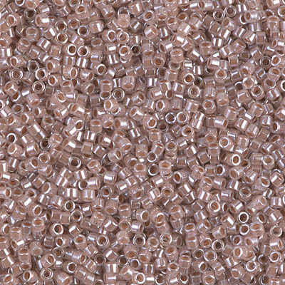 Delicas Size 11 Miyuki Seed Beads -- 256 Crystal / Taupe Lined