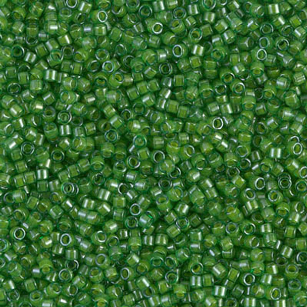 Delicas Size 11 Miyuki Seed Beads -- 274 Crystal Luster / Pea Green Lined