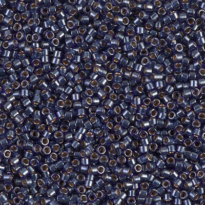 Delicas Size 11 Miyuki Seed Beads -- 278 Crystal Luster / Dark Blue Lined