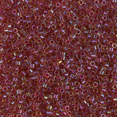 Delicas Size 11 Miyuki Seed Beads -- 282 Amber / Vermillion Lined