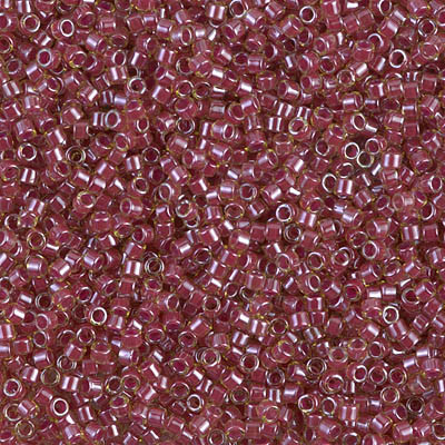 Delicas Size 11 Miyuki Seed Beads -- 283 Amber / Cranberry Lined