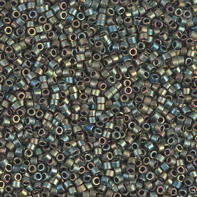 Delicas Size 11 Miyuki Seed Beads -- 324 Metallic Green Iris Matte