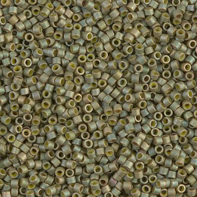 Delicas Size 11 Miyuki Seed Beads -- 372 Metallic Light Yellow / Green Matte