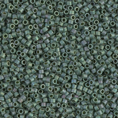 Delicas Size 11 Miyuki Seed Beads -- 373 Metallic Leaf Green Matte