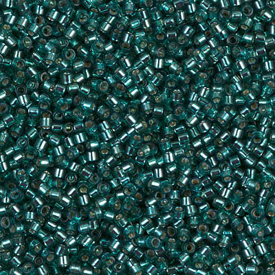 Delicas Size 11 Miyuki Seed Beads -- 607 Dyed Teal / Silver Lined