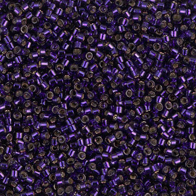 Delicas Size 11 Miyuki Seed Beads -- 609 Dyed Dark Purple / Silver Lined