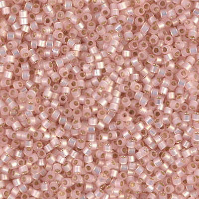 Delicas Size 11 Miyuki Seed Beads -- 624 Dyed Light Pink Alabaster / Silver Lined