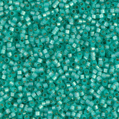 Delicas Size 11 Miyuki Seed Beads -- 627 Dyed Mint Green Alabaster / Silver Lined