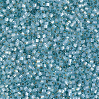 Delicas Size 11 Miyuki Seed Beads -- 628 Dyed Light Aqua Alabaster / Silver Lined