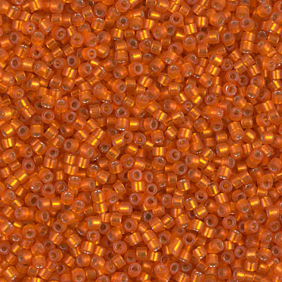 Delicas Size 11 Miyuki Seed Beads -- 682 Dyed Orange Semi Matte / Silver Lined