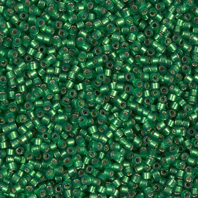 Delicas Size 11 Miyuki Seed Beads -- 688 Dyed Medium Green Semi Matte / Silver Lined