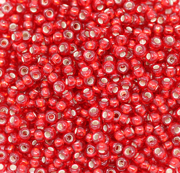 Size 8 Miyuki Seed Beads -- 11 Ruby / Silver Lined