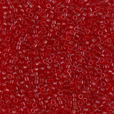 Delicas Size 11 Miyuki Seed Beads -- 774 Dyed Transparent Red Matte