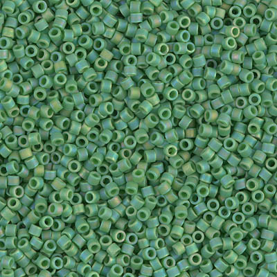 Delicas Size 11 Miyuki Seed Beads -- 877 Matte Opaque Green AB