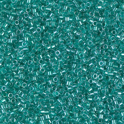 Delicas Size 11 Miyuki Seed Beads -- 904 Crystal / Sparkling Turquoise Lined