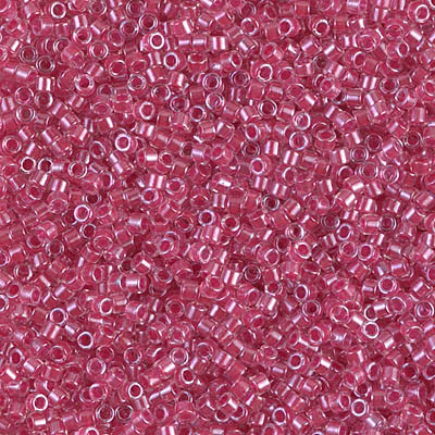 Delicas Size 11 Miyuki Seed Beads -- 914 Crystal / Sparkling Dark Pink Lined