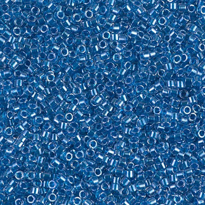 Delicas Size 11 Miyuki Seed Beads -- 920 Crystal / Sparkling Cerulean Blue Lined