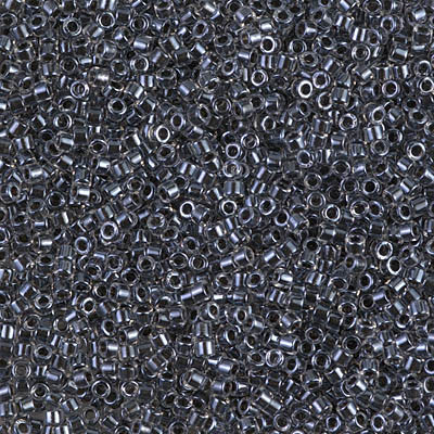 Delicas Size 11 Miyuki Seed Beads -- 925 Crystal / Sparkling Dark Grey Lined