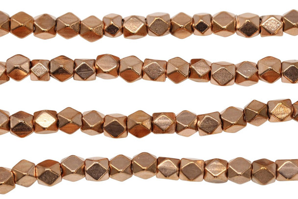 Copper Plated Brass 4.5mm Faceted Cube