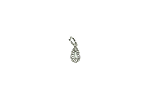 Silver Plated Micro Pave 8x4mm Drop Charm