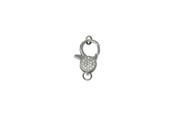 Silver Plated Micro Pave 18x10mm Lobster Clasp