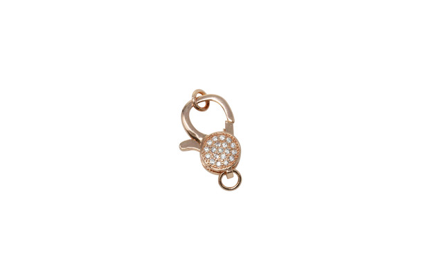 Rose Gold Plated Micro Pave 18x10mm Lobster Clasp