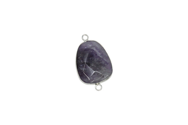 Amethyst Silver Edge 35x20mm Faceted Connector