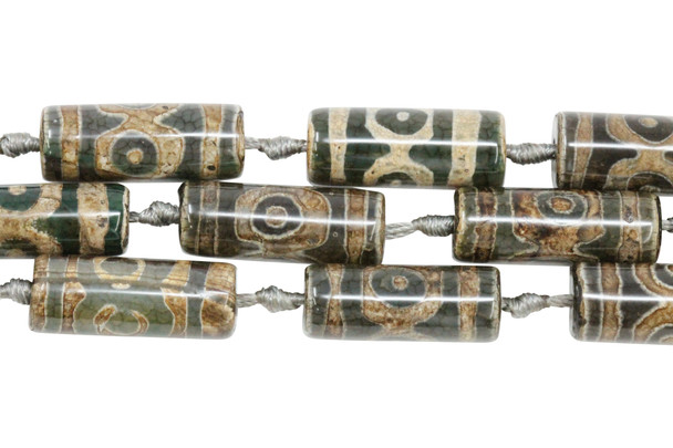 Tibetan Style Agate Polished 30x10mm Tube